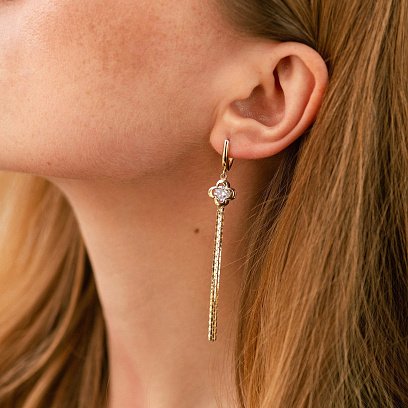 Сережки "Конюшина" в жовтому золоті с07212 №3