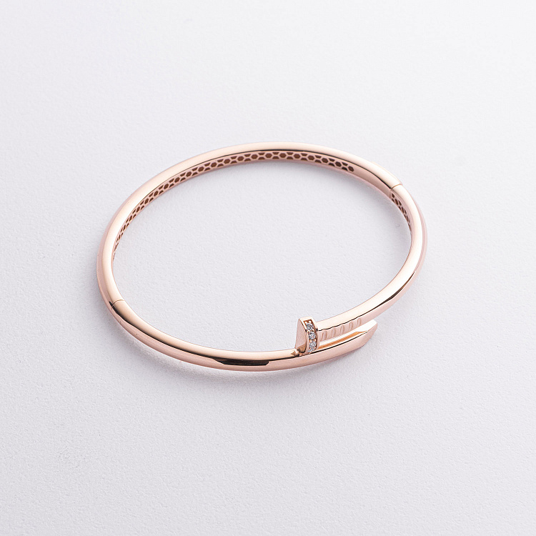 Золотий браслет "Цвях" з фіанітами б05819 від ювелірного магазину Онікс - 1