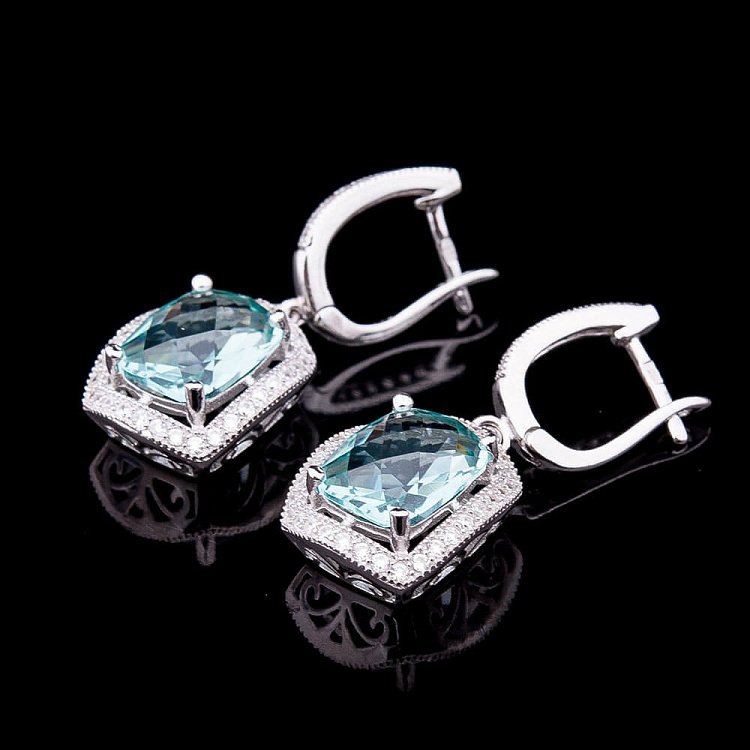 Сережки з блакитними фіанітами с22 від ювелірного магазину Онікс - 1