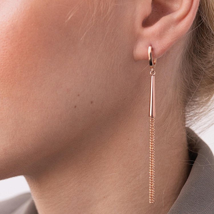 Сережки "Мрійливість" у червоному золоті с07840 від ювелірного магазину Онікс - 3