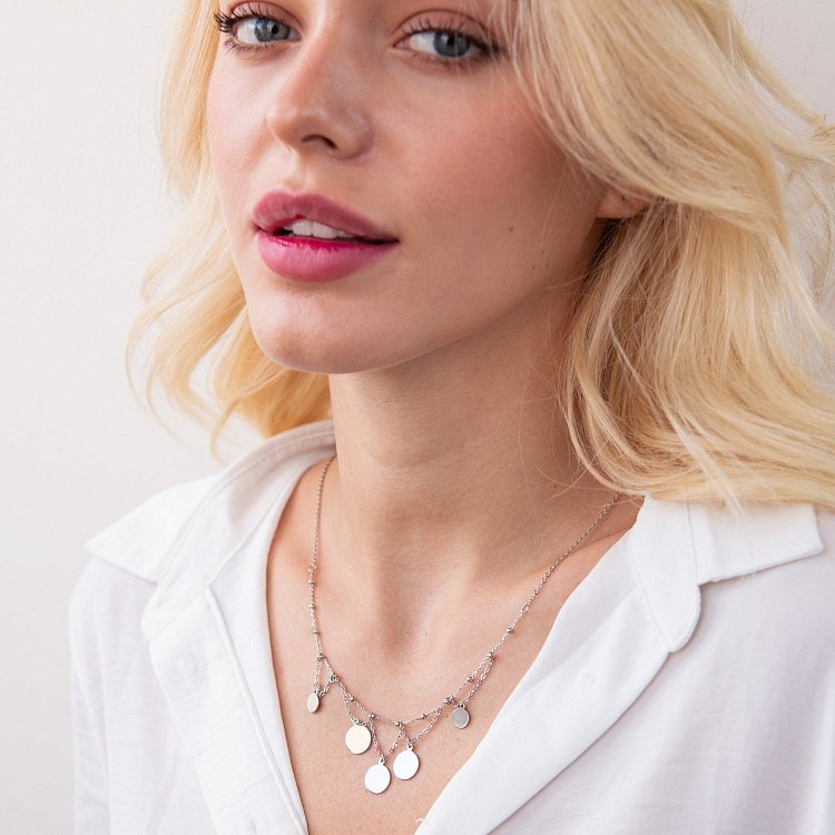 Серебряное колье с монетками 18701 от ювелирного магазина Оникс - 2