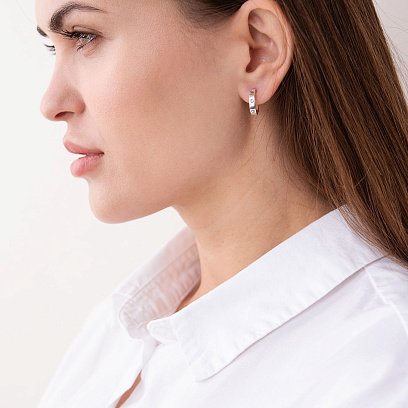 Серебряные серьги - пусеты "Love" 123012 №2