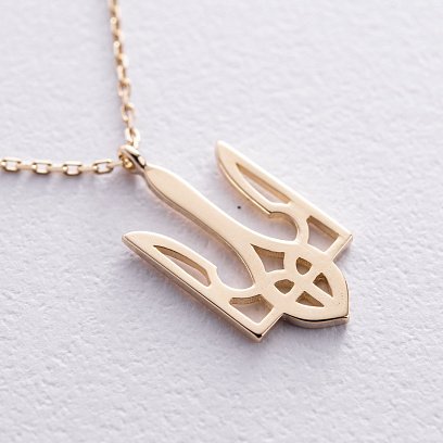 Колье "Герб Украины - Тризуб" в желтом золоте (большой) кол02415 №3