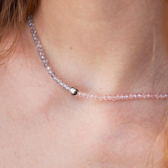 Серебряное колье "Шарик" с хрусталем 908-01487 №4