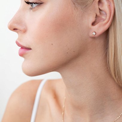 Золоті сережки - пусети з фіанітами с05844 №2