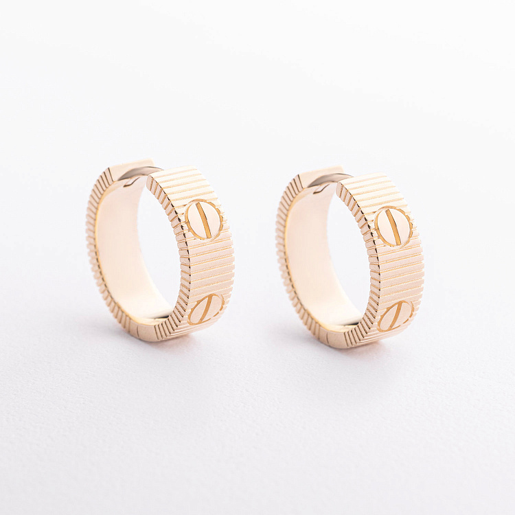 Серьги - кольца "Love" (желтое золото) с09664 от ювелирного магазина Оникс