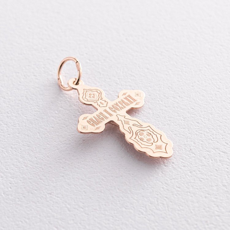 Золотий хрестик "Розп'яття. Спаси і Збережи" 210198 від ювелірного магазину Онікс - 1