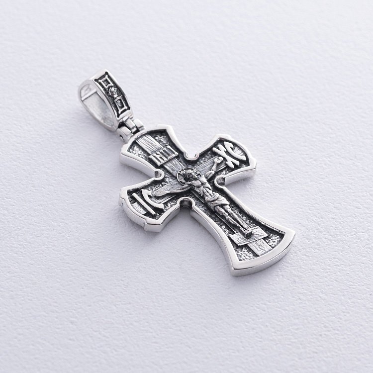 Срібний хрест "Розп'яття. Спаси і Збережи" кду-23 від ювелірного магазину Онікс - 4