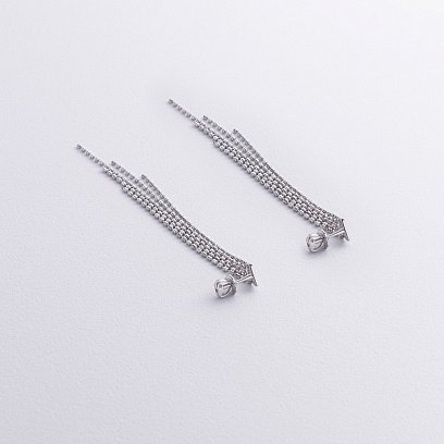Серебряные серьги - пусеты с цепочками 902-01595 №4