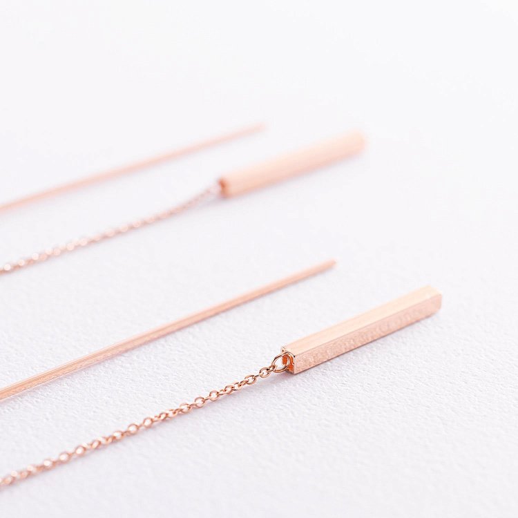 Золотые висячие серьги (протяжки) 580087 от ювелирного магазина Оникс - 3