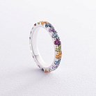 Серебряное кольцо с дорожкой разноцветных камней 112718 от ювелирного магазина Оникс