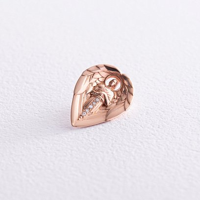 Кулон "Ангел Хранитель" у червоному золоті (діаманти) 132742421