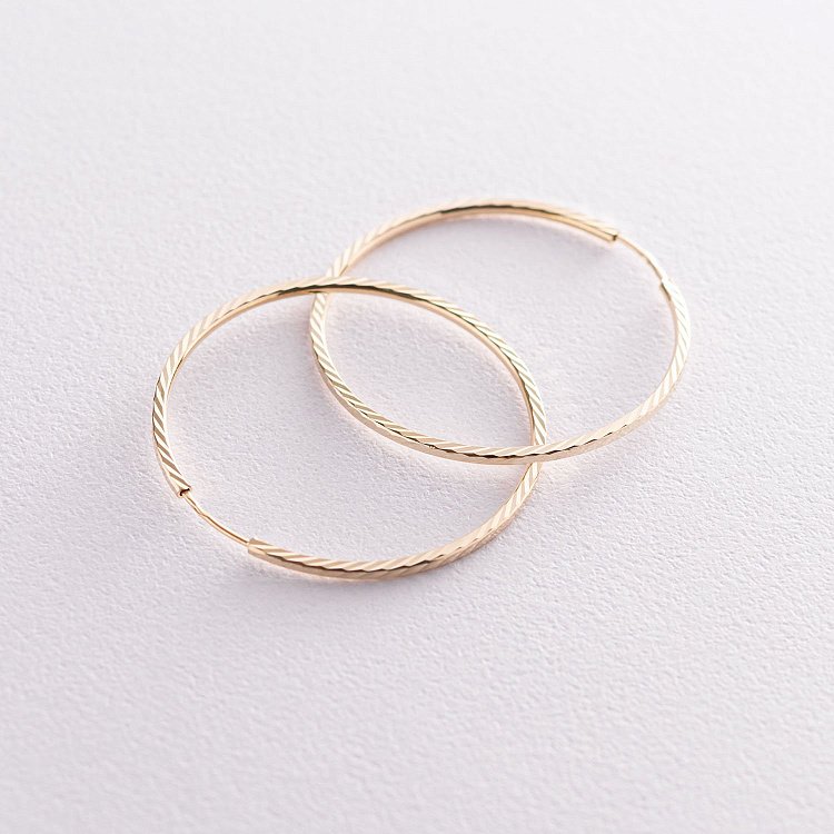 Серьги - кольца в желтом золоте (4.0 см) с07188 от ювелирного магазина Оникс