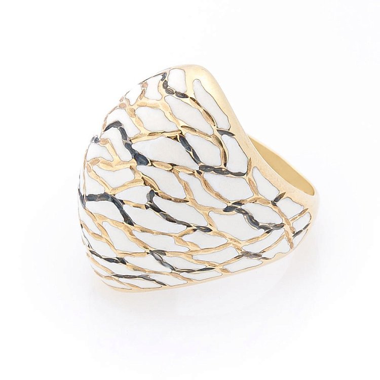 Золотое кольцо с эмалью к00701 от ювелирного магазина Оникс - 1