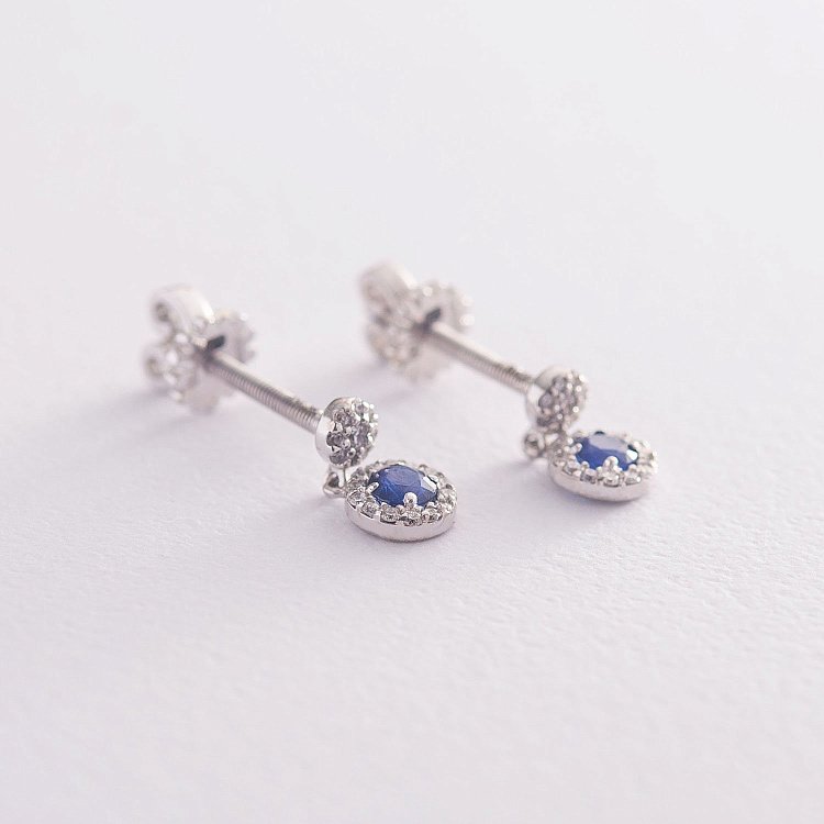 Золоті сережки з сапфірами і діамантами LDE0595-p від ювелірного магазину Онікс - 2