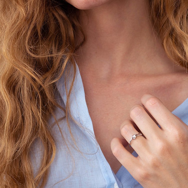 Заручальна каблучка в білому золоті з діамантами к0009sh - 5 Заручальна каблучка в білому золоті з діамантами к0009sh від ювелірного магазину Онікс - 5