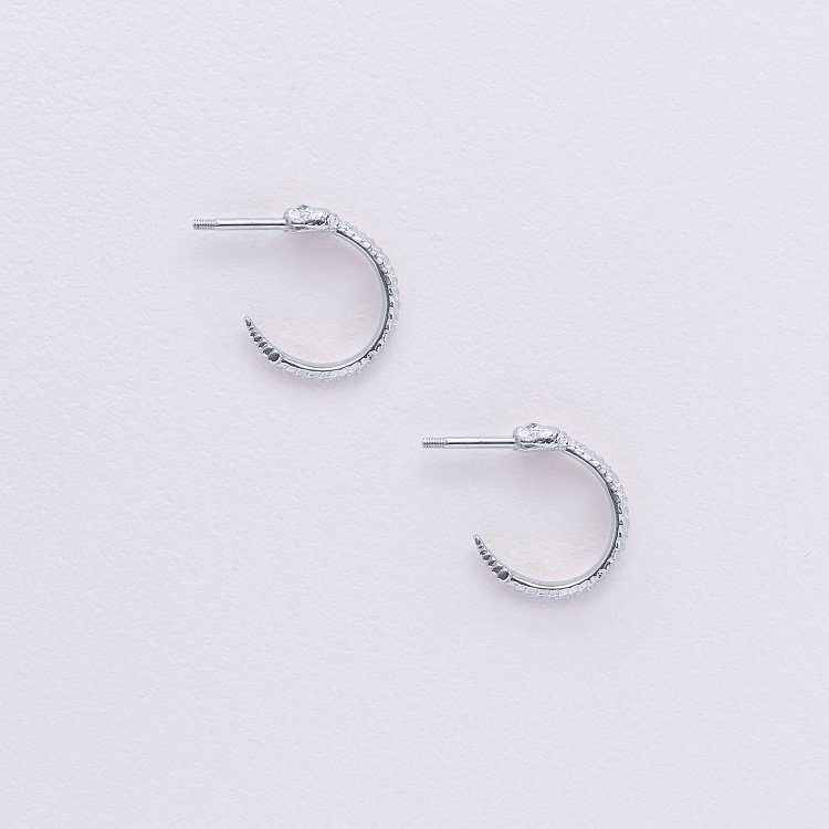 Сережки - пусети "Грумучі змії" у білому золоті с09077 від ювелірного магазину Онікс