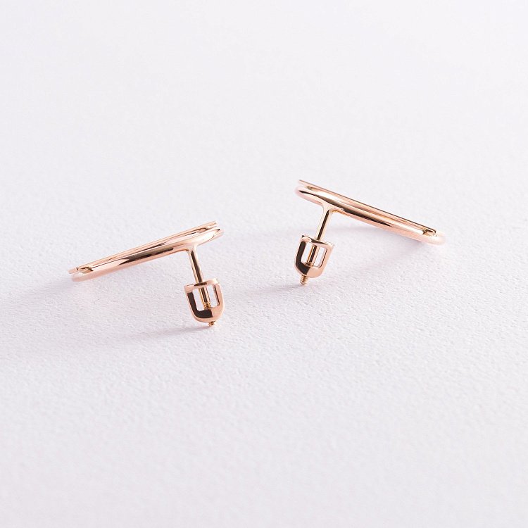 Золотые серьги - пусеты "Баланс" с07788 от ювелирного магазина Оникс - 7