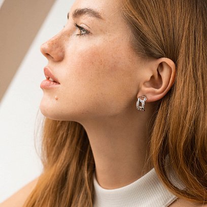 Серебряные серьги "Цепочка" с фанитами 902-00538 №2