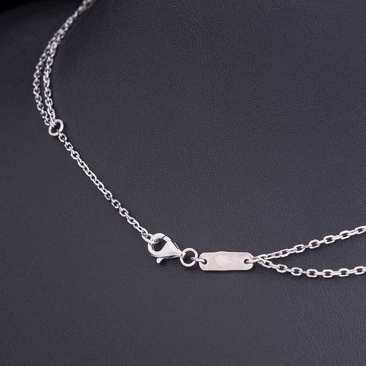 Срібне кольє "Конюшина" з фіанітом і перламутром 18350 від ювелірного магазину Онікс - 2