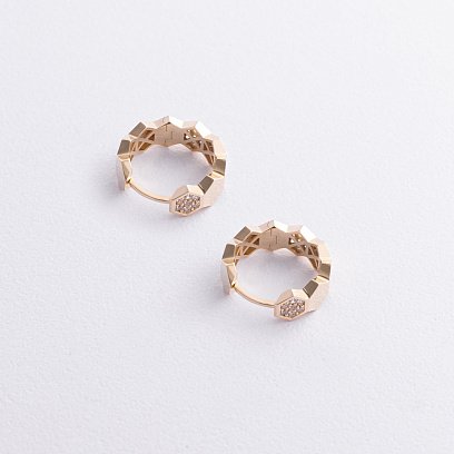 Сережки - кільця "Miranda" в жовтому золоті (фіаніти) с09300 №2