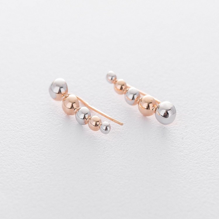 Золотые серьги - клаймберы "Кружки" с05944 от ювелирного магазина Оникс - 2