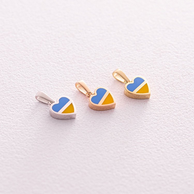 Кулон "З Україною в серці" у червоному золоті (блакитна та жовта емаль) п03742 від ювелірного магазину Онікс - 2