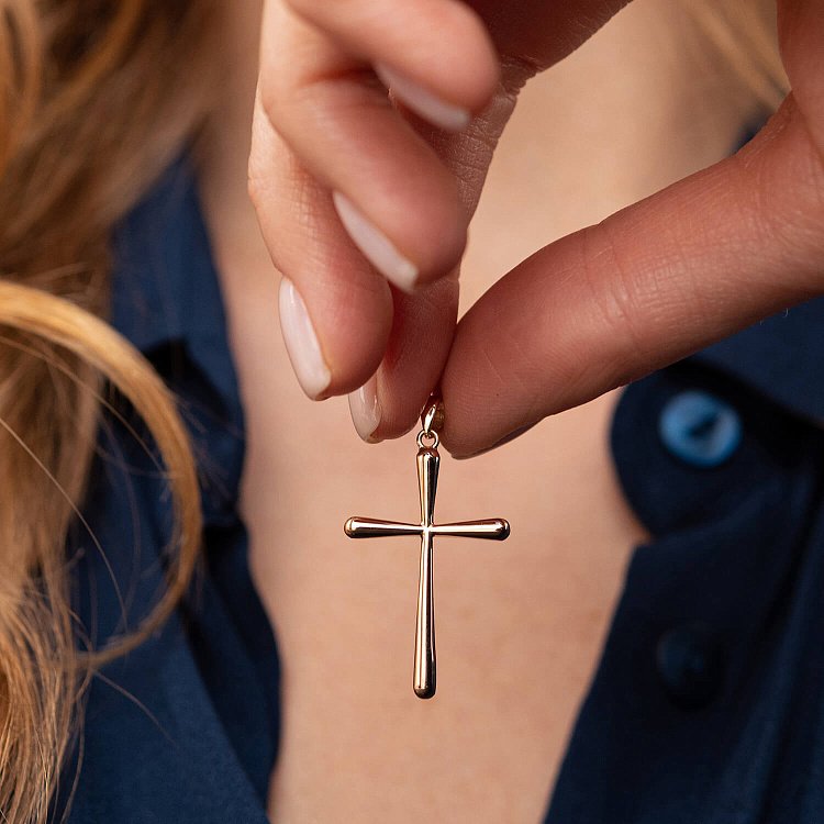 Хрестик у червоному золоті п03731 від ювелірного магазину Онікс - 1