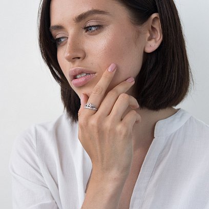 Золотое кольцо "Корона" (фианит) к06271 №2