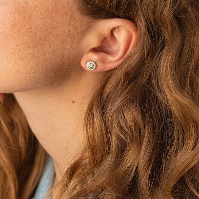 Золотые серьги - пусеты с бриллиантами сб0415cha №5