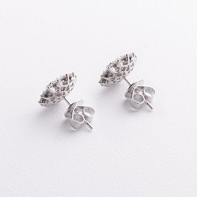 Золотые серьги - пусеты "Цветочки" с бриллиантами сб0663cha №2