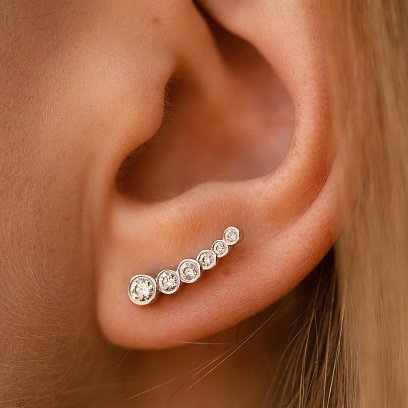 Золоті сережки - пусети з діамантами сб0484м №6