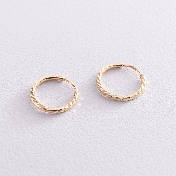 Серьги - кольца в желтом золоте (1.5 см) с07308 от ювелирного магазина Оникс