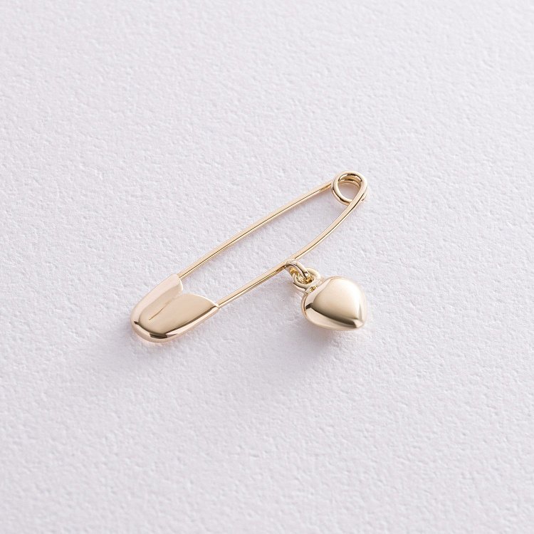 Булавка "Сердечко" в желтом золоте зак00347 от ювелирного магазина Оникс