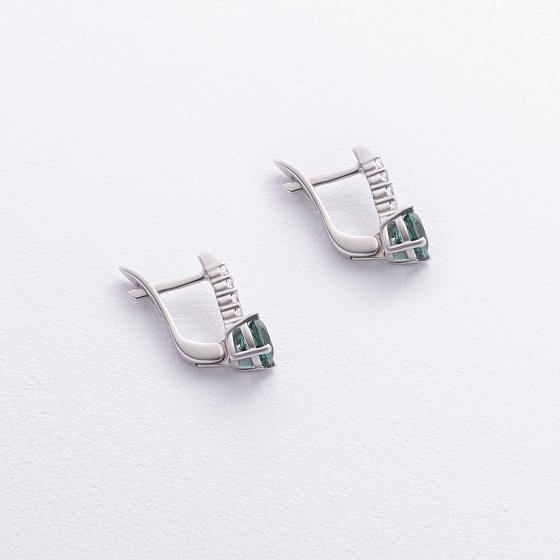 Серебряные серьги с кварцом и фианитами 2521/1р-QGR №4