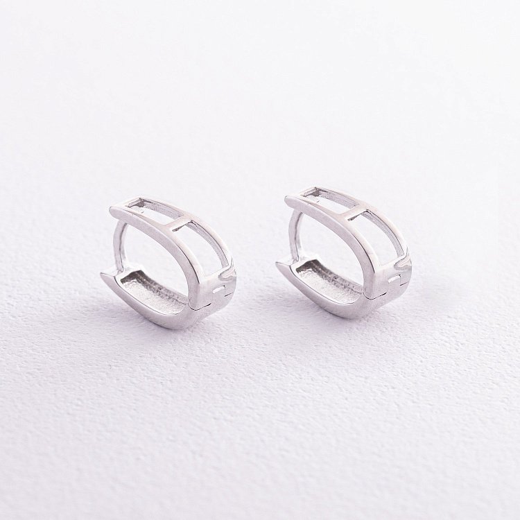 Серьги "Минимализм" в белом золоте с07986 от ювелирного магазина Оникс - 2
