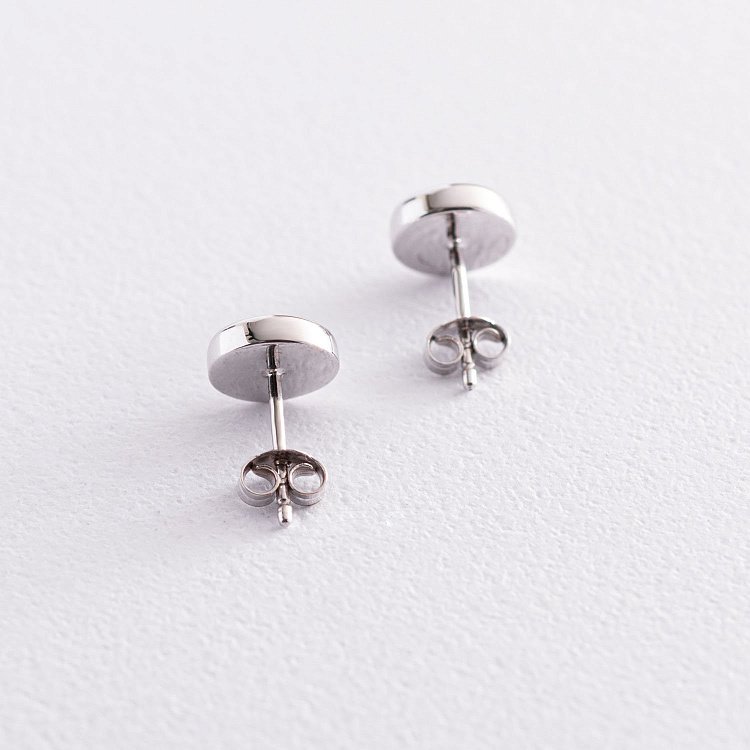 Золотые серьги-пусеты "Сияние" (синт. опал) 8 мм с07435 от ювелирного магазина Оникс - 2