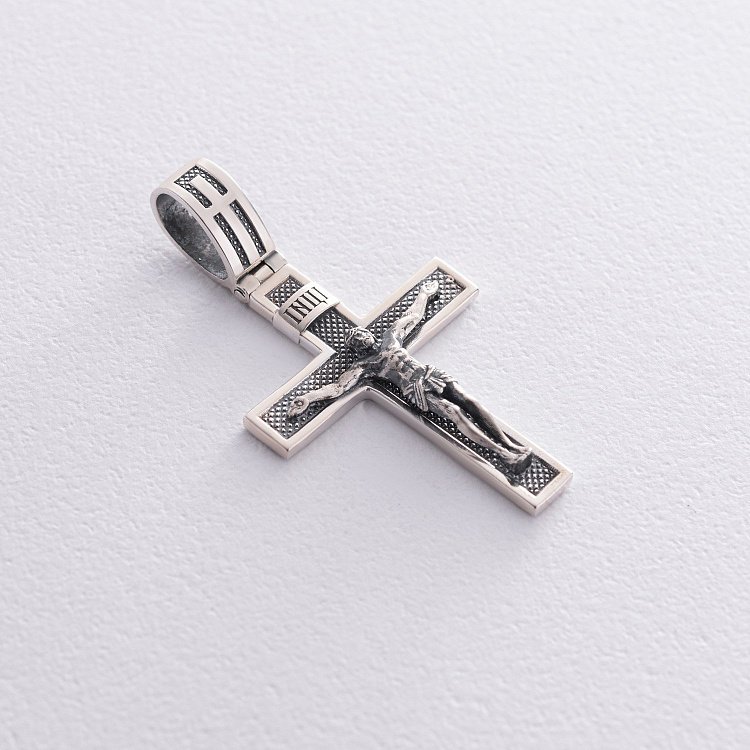 Серебряный крест "Распятие. Спаси и Сохрани" (на укр. языке) 1173 от ювелирного магазина Оникс - 5