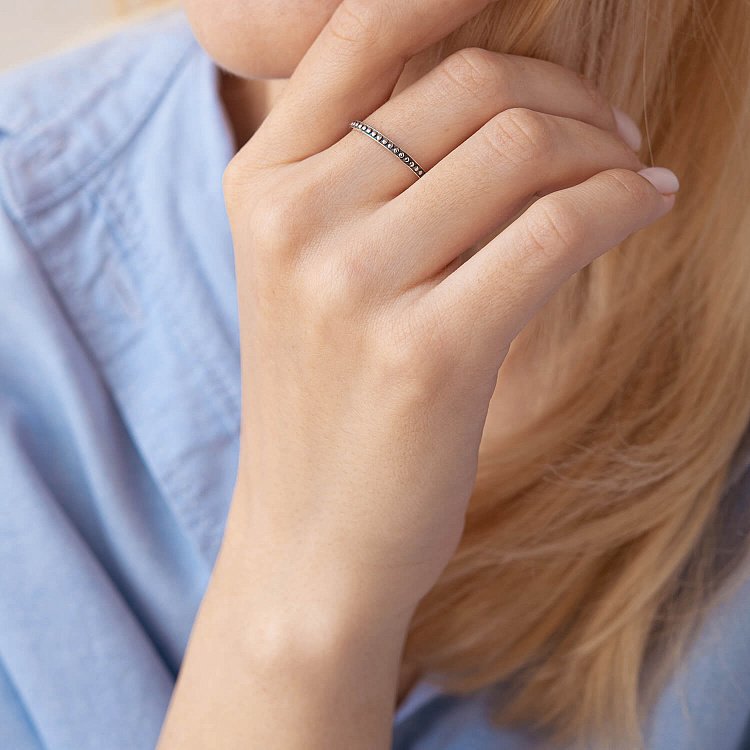 Серебряное кольцо с чернением 112690 от ювелирного магазина Оникс - 3