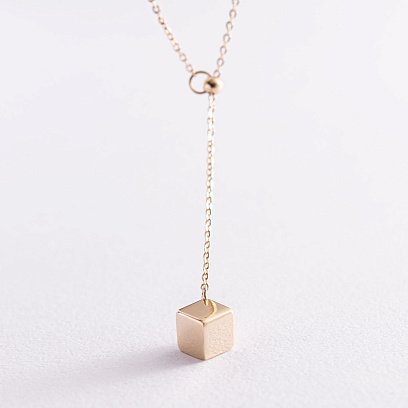 Колье с кубиком в желтом золоте 860355М №3