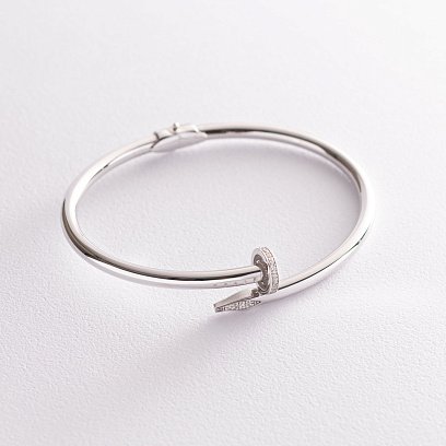 Браслет "Цвях" в білому золоті (фіаніти) б03794