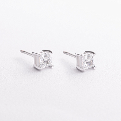 Срібні сережки - пусети з фіанітами 2681/1р-CZ