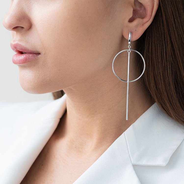 Серебряные серьги "Геометрия" 122876 от ювелирного магазина Оникс - 15