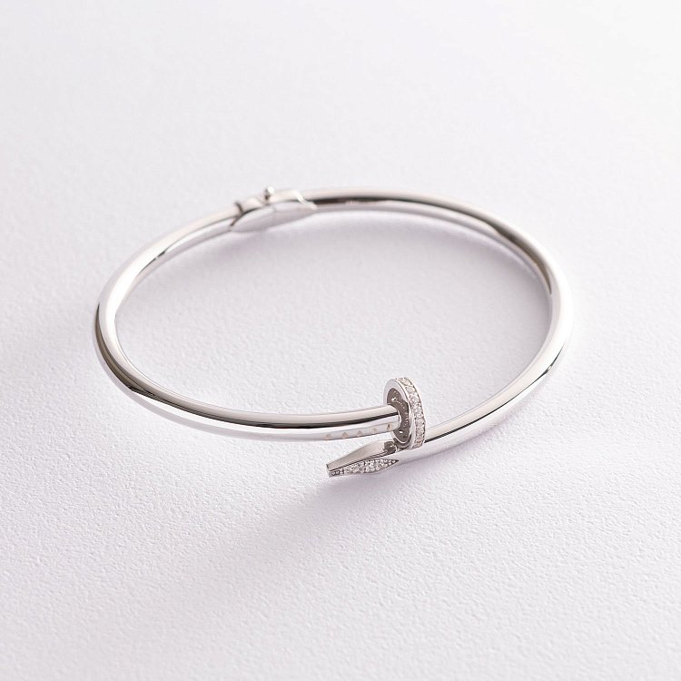 Браслет "Цвях" в білому золоті (фіаніти) б03794 від ювелірного магазину Онікс