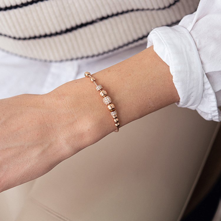 Браслет "Шарики" в красном золоте (фианиты) б04979 от ювелирного магазина Оникс - 1