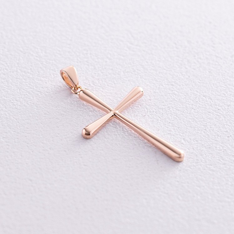 Хрестик у червоному золоті п03731 від ювелірного магазину Онікс