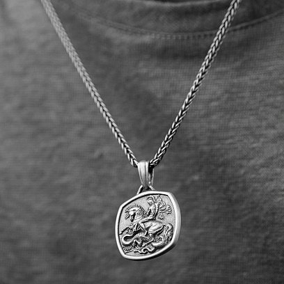 Серебряный кулон "Георгий Победоносец" (возможна гравировка) 133189 №3