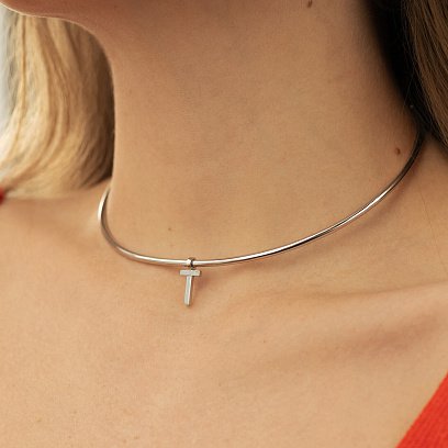 Серебряный кулон "Буква Т" (кулон под чокер) 1105Т №3