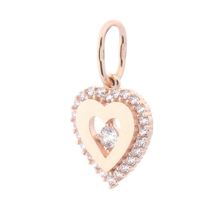 Золотий кулон "Сердечко" з фіанітами п03052 від ювелірного магазину Онікс