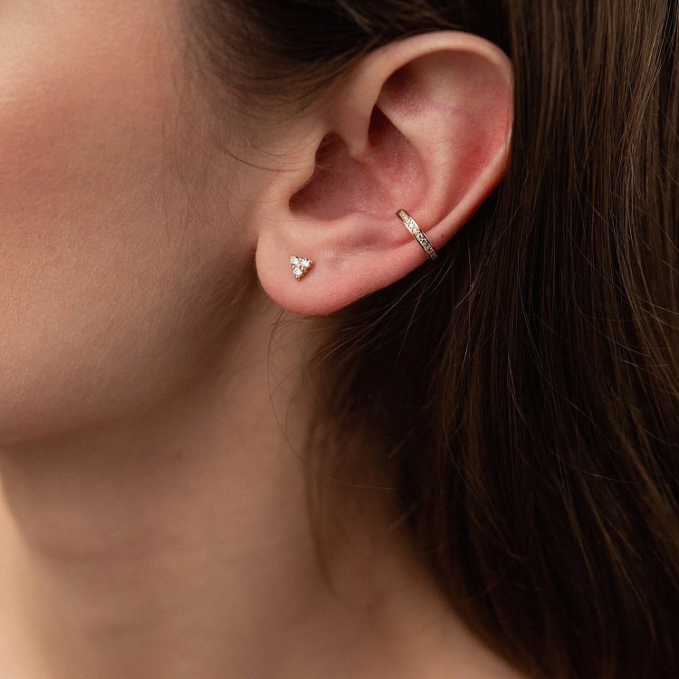 Сережка каффа в жовтому золоті с06359 від ювелірного магазину Онікс - 4